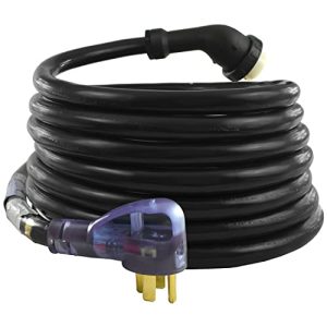 Conntek 50 Amp 30 ft RV/Generator Cord with Reverse Polarity Indicator, Heavy Duty 6/3+8/1 Gauge STW Wire, 14-50P Male and SS2-50R Twist Locking Female for RV Camper and Generator to House