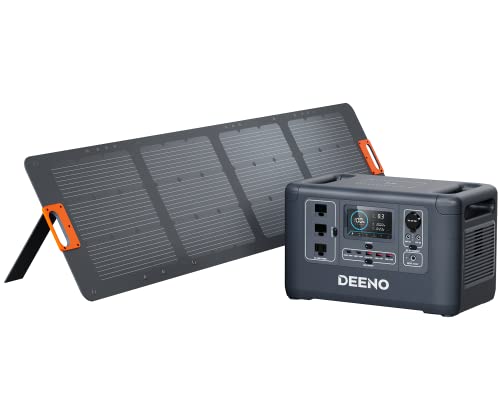 DEENO X1500 Portable Power Station with 200W Solar Panel, 1500W AC Outlets & PD 100W USB-C, 1036Wh LiFePO4 Battery Solar Generator for Home Backup Emergency Outdoors Camping RVs Travel