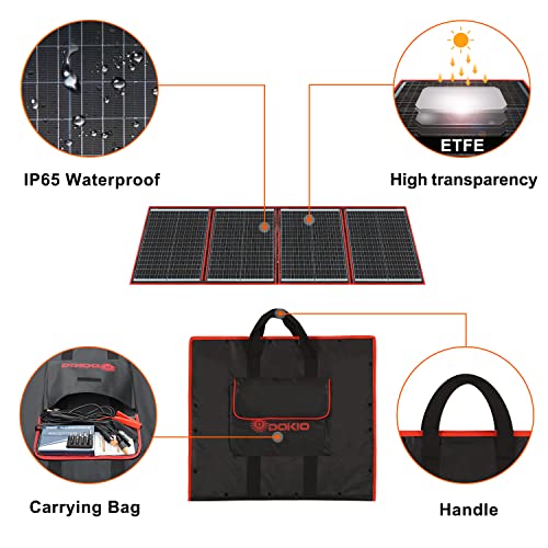 DOKIO 160w 18v Portable Foldable Solar Panel Kit (22x21inch, 9lb) Solar Charger with Controller 2 USB Output to Charge 12v Batteries/Power Station (AGM, Lifepo4) Rv Camping Trailer Emergency Power………