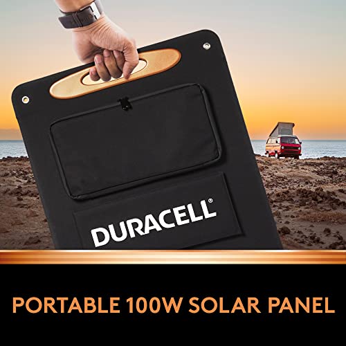 Duracell 100W Solar Panel for Duracell Portable Power Stations, High Conversion Efficiency, Durable and Foldable for Camping, Backyard, Power Outages, Home Emergency Kits, and Outdoor Adventures