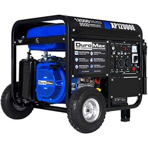 DuroMax Gas Powered Portable 12000 Watt-Electric Start-Home Back Up & RV Ready, 50 State Approved Generator, Blue, Black