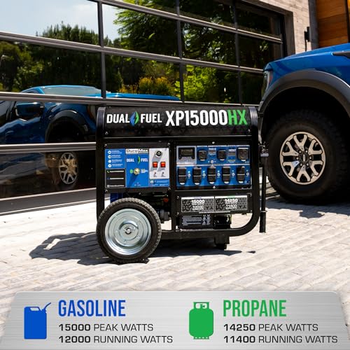 DuroMax XP15000HX 15,000 Watt Dual Fuel Portable Home Power Backup HX Generator w/CO Alert
