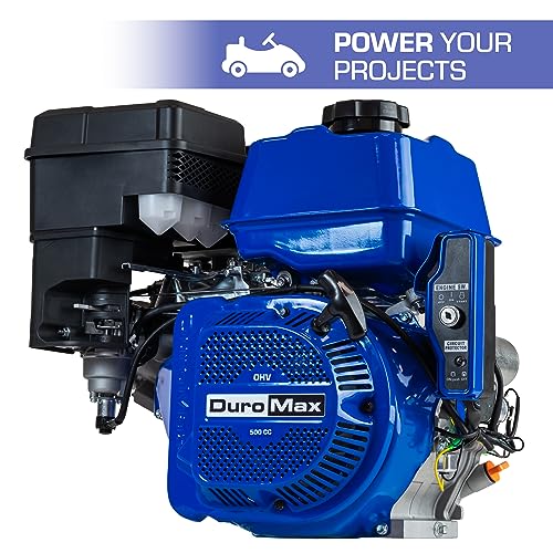 DuroMax XP20HPE 500cc 1-Inch Shaft Recoil/Electric Start Gas Powered Engine, Blue