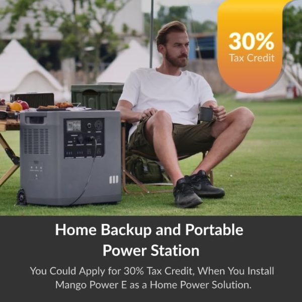 E Home Backup & Portable Power Station, 3.5kWh Capacity & 3kW AC Output, CATL LFP Battery with 10-year Warranty, Fast Charging in 1.5 Hours, For Emergency/RV/Off-Grid, 30% IRS Tax Credit
