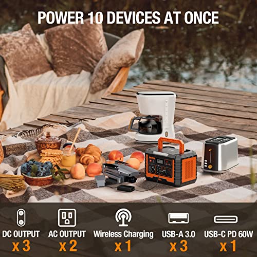 EBL Portable Power Station 500, 110V/500W Solar Generator(Surge 1000W), 519.4Wh Backup Lithium Battery for Outdoor Home Emergency