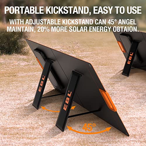 EBL Solar Apollo 100W Portable Solar Panel (Upgraded) for 240/300/500/1000/1500/2000 Power Station, with Adjustable Kickstand and Parallel Cable, Waterproof IP65 for Outdoor Camping Hiking RV Trip
