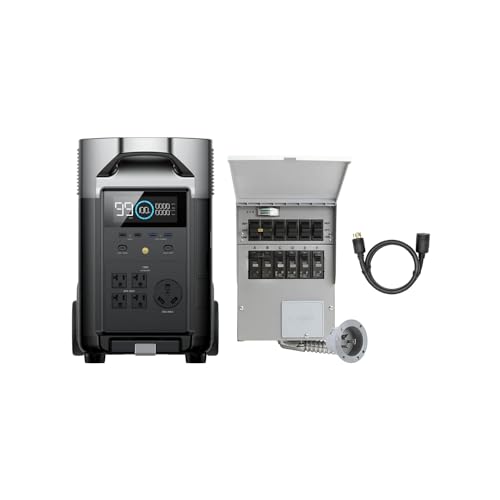EF ECOFLOW 120V Home Backup Kit: DELTA Pro 3600Wh Power Station with Transfer Switch Kit, 3600W AC Output, Solar Generator for Home Use, Emergency, RV
