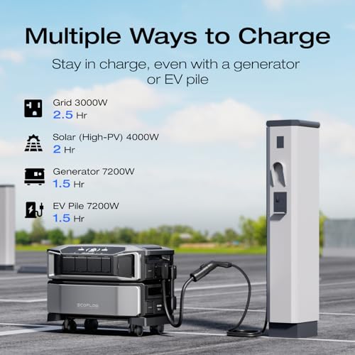 EF ECOFLOW Power Station 6kWh with 2x400W Portable Panel, 120/240V 7200W AC Output, Portable Generator for Home Backup Outdoors Camping RV Emergency