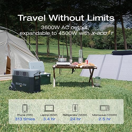 EF ECOFLOW 240V/7200Wh, 7200W Home Battery Backup Kit: 2 DELTA Pro with Double Voltage Hub with Transfer Switch, Lifepo4 Power Station, Electricity Generator for Home Use, Blackout, Emergency