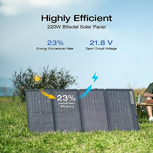 EF ECOFLOW Solar Generator 120V/3.6kWh DELTA Pro with 2x220W Portable Solar Panel, 23% High-Efficiency, 5 AC Outlets, 3600W Portable Power Station for Home Use Emergency Blackout Camping RV