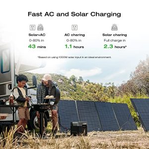 EF ECOFLOW Solar Generator DELTA 2 Max 2048Wh with 220W Solar Panel, LiFePO4 Battery Portable Power Station, Up to 3400W AC Output, AC + Solar Fast Dual Charging 0-100% in 1 Hr For Outdoor Camping RV