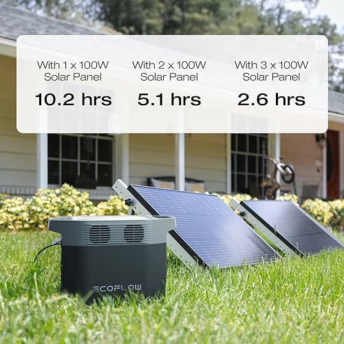 EF ECOFLOW Solar Generators, DELTA 2 Portable Power Station with 2PCS 100W 12V Solar Panels, 1024Wh LFP Battery, Fast Charging, Power Station for Home Backup, Camping&RVs
