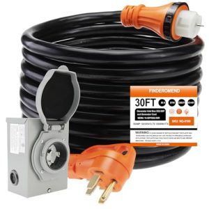 Finderomend-30-ft-50-Amp-Generator-Cord-and-Power-Inlet-Box-Combo-Kit125250-VoltsGenerator-Power-Cord-NEMA-14-50P-to-SS2-50R-Extension-Cordfor-RV-Truck-Trailer-Motorhome-0