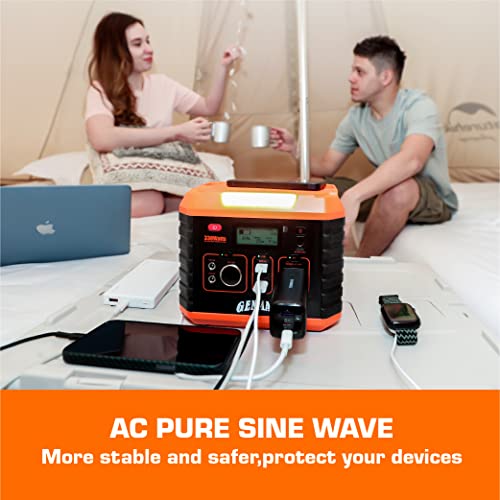 GENMAX Portable Power Station，330Watt Power Bank with AC Outlet for Outdoors Camping Travel Hunting Emergency Use