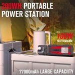 GOOLOO GTX280 Portable Power Station, 280Wh Battery Powered Outdoor Generator with 110V/120W Detachable AC Outlet, Waterproof Power Supply, PD100W in/Output, SuperSafe Power Bank for Home