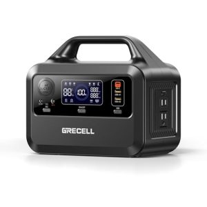 GRECELL Portable Power Station 300W, 230Wh LiFePO4 (LFP) Battery, 1.5hrs Fast Charging, 2 Up to 300W(Peak 600W) AC Outlets, Solar Generator for Outdoor Camping/RVs/Home Use