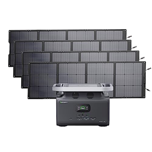 GROWATT Portable Power Station with 800W Solar Panels: Infinity 1300 Power Station with 1382Wh Lifepo4 Battery 1800W AC Output, 1.8H Full Charge Generators for Camping, Home, Emergency Backup