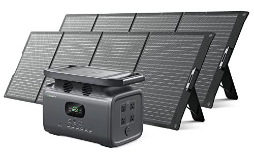 GROWATT Solar Generator, INFINITY 1500 Portable Power Station 1512Wh with 400W Solar Panels, 4 x 110V/2000W AC Outlets (4000W Peak), Fast Solar Charging, Backup for Outdoor Camping, Home, RV
