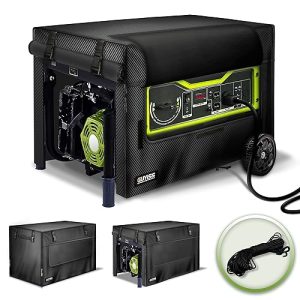 GUYISS Generator Running Cover with Windproof Elastic Cord and Visual Operation Window, 32 "Lx24 "Wx24 "H For Most 5000-10000W Frame Type Generators, Tear Resistant, Black (Patent）