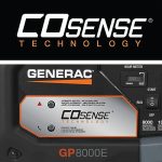 Generac 7715 GP8000E 8,000-Watt Gas-Powered Portable Generator - Electric Start with COsense - Powerrush Advanced Technology - Reliable Power for Emergencies and Recreation - 49 State Compliant