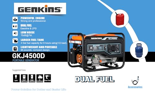 Genkins 4500 Watt Dual Fuel Generator Propane & Gas