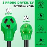 Gerguirry 3 Prong 25 Feet Dryer Extension Cord, 30 Amp NEMA 10-30P to 10-30R Heavy Duty Cord, Use for Dryer Power Extension and Level 2 EV Charging, 125V/250V 7500W 10-AWG Gauge, UL Listed