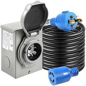 Gloppers 30 Amp Generator Cord and Power Inlet Box, 25FT Generator Cords 30 Amp,125V/250V Generator Power Cord NEMA L14-30P to L14-30R,Twist Lock Connector