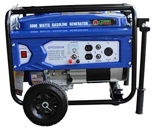 Green-Power America Gasoline Generator GPD5000W, Green/Black