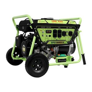 Green-Power America Gasoline Powered Portable Generator 10000 Watt, Recoil/Electric Start, 12V-8.3A Charging Outlets, Home Back Up & RV Ready, 49 State Approved（Excluding California）