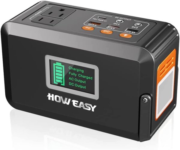HOWEASY 120W Portable Power Bank, 88WH/24000mAh Portable Laptop Charger Battery Backup with 2 110V/120W AC Socket/ 3 DC Ports/2 USB QC3.0/LED Light for CPAP Outdoor Camping Trip Hunting Emergency