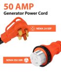 HZXVOGEN 50 Amp Generators Cord and Pre-Drilled Power Inlet Box, 25FT Generator Extension Cord 125V/250V 12500W Heavy Duty NEMA14-50P/SS2-50R RV Generator Power Cord Twist Lock Connector ETL Listed
