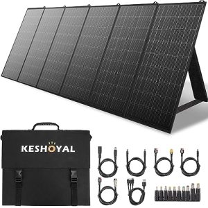 Keshoyal Portable Solar Panels,150W/18V Foldable Solar Panel with QC3.0 USB Ports & DC Output(10 Connectors), Solar Charger for Power Station Phones Laptop Tablet Outdoor Camping RV