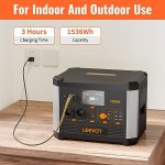 LEEVOT Portable Power Station 1500Wh Solar Generators for home Backup Power 1500W, LiFePO4 Battery, 2 AC Outlets, 100W Type-C Output Power Bank, 500W MTTP input, Outdoor Camping Generator