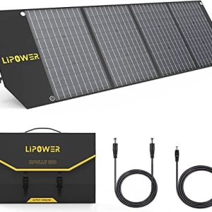 LIPOWER 100W Portable Solar Panel 18V, Foldable Solar Charger for Jackery/Anker/FlashFish/Bluetti/Goal Zero/Rockpals Power Station and with USB, Type-C PD Output