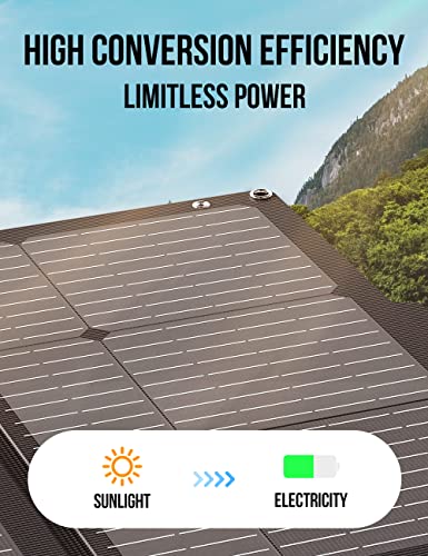 Litheli Solar Generator 594Wh Portable Power Station with 100W Solar Panel, 600W 9-Port, 2 AC Outlets, 100W USB-C PD Output-Input for Home Use, Outdoor Camping, RV