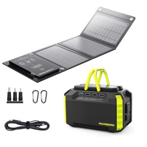 MARBERO Portable Power Station 150Wh Camping Solar Generator and Foldable Solar Panel 21W for Portable Power Bank Solar Generator