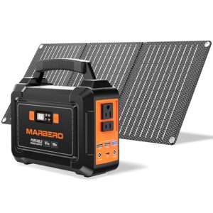 MARBERO Solar Generator 167Wh Portable Power Station with Solar Panel Included Camping Power Supply 200W Peak with Foldable Solar Panel 30W for Outdoor RV Fishing Emergency