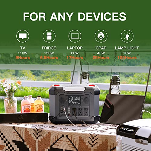 MAXIRON 1200w Portable Power Station OPS1200 1080Wh Solar Generator with Wireless Charger,5 LED Modes,Solar powered generator for Traveling,Home Use, Emergency Backup(in 3-10 USA) (1200W+160W)
