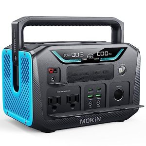 MOKiN Portable Power Station, 300W Outdoor Generator 288Wh Lithium Battery Emergency Backup Power Source with PD 100W USB C Input/Output, 2 USB A&DC, 2 AC Outlet, LED Flashlight for Camping RV Travel.