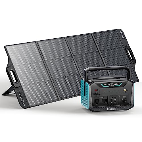 MOKiN Solar Generator, 300W Portable Power Station with 120W Foldable Solar Panel, Emergency Backup Power Source for Camping, Hiking, or Power outage