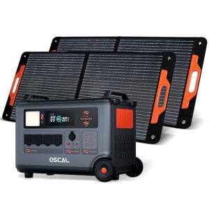 OSCAL-PowerMax-3600-Portable-Power-Station-with-2x100W-Solar-Panel-3600Wh-LiFePO4-Solar-Generator-with-AC-Outlets-3000W-Peak-6000W-12H-Full-Charge-10ms-UPS-for-Home-Use-Outdoor-Camping-RV-Trip-0