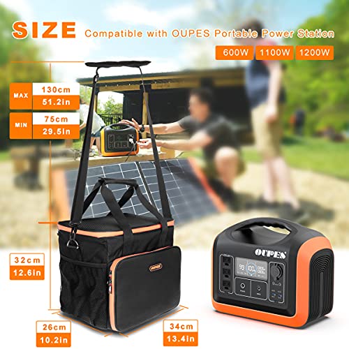 OUPES 1200W Solar Generator Carrying Bag, Compatible with Jackery Portable Power Station, Camping Generator 600/1200, with 7 Pockets for Outdoor Charging Cable, Home Storage
