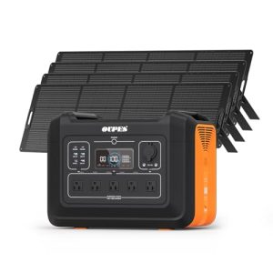 OUPES 2400W Portable Power Station with 4 * 240W Solar Panels, 2232Wh LiFePO4 Battery Backup, w/ 5 AC Outlets (5000W Peak), Solar Powered Generator for Outdoor Camping, RV Travel, Home Use