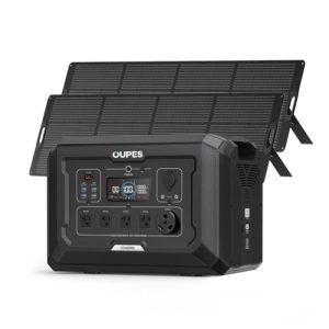 OUPES Mega 2 Portable Power Station with 2 * 240W Solar Panels, 2048Wh LiFePO4 Battery w/ 5 2500W AC Outputs, Solar Generator for Home Emergency Backup, RV, In-grid, Off-grid