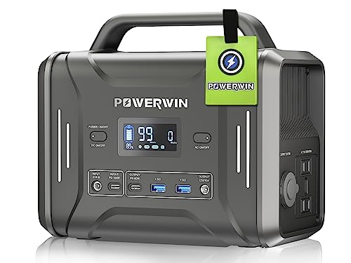POWERWIN Portable Power Station PPS320 320Wh LiFePO4 Battery 110V/300W Pure Sine Wave AC Outlet PD100W Fast Charging Solar Generator