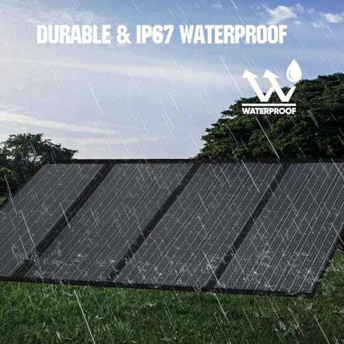 Panana 200W Foldable Solar Panel Waterproof 18V Portable Solar Cell Solar Charger with USB/Type-C/DC Port for Outdoor Power Station RV Camping Off Grid Backyard Use