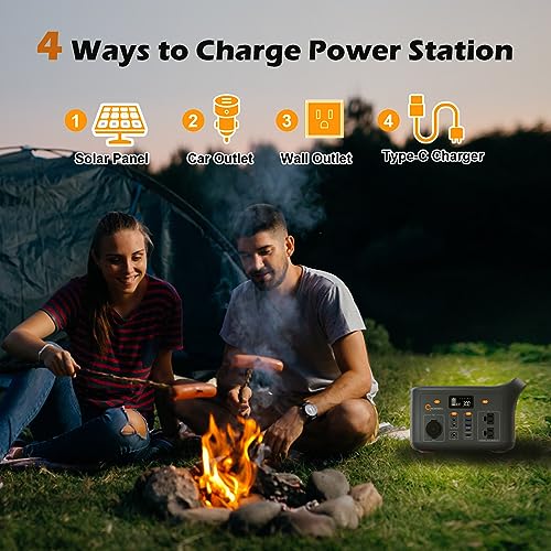Portable Power Station 20000mAh Solar Outdoor Generator, 256WH 110V/300W AC, DC, USB QC, LED Flashlight for Outdoor Camping RV Home Backup