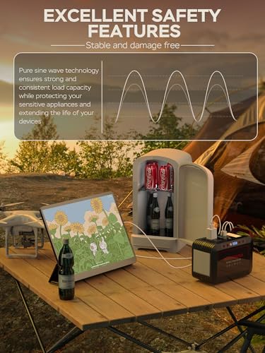 Portable Power Station 300W MARBERO 237Wh Camping Solar Generator Backup Lithium Battery with Pure Sine Wave 110V AC Outlet, USB C, USB A, DC for Outdoors Camping CPAP Home Blackout Emergency
