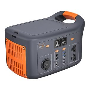 Portable Power Station 300W, weelikeit 256Wh Solar Generator(Solar Panel Not Included) w/ LiFePO4 Battery, 110V/300W AC/DC Output, USB-C PD 100W Fast Charge, LED Light for Home Use Outdoor Camping