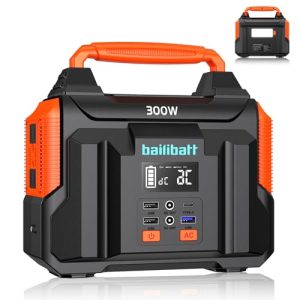 Portable Power Station 300W(Peak 600W), BailiBatt 257Wh 8-Port Portable Generator with Flashlight, 110V Pure Sine Wave AC Outlet Lithium Battery, Solar Generator for CPAP Home Camping Emergency